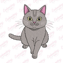 Russian Blue Cat Embroidery Design