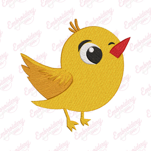 Cute Yellow Bird Embroidery Design