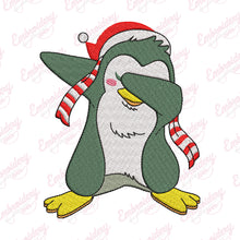 Dabbing Penguin Christmas Embroidery Design
