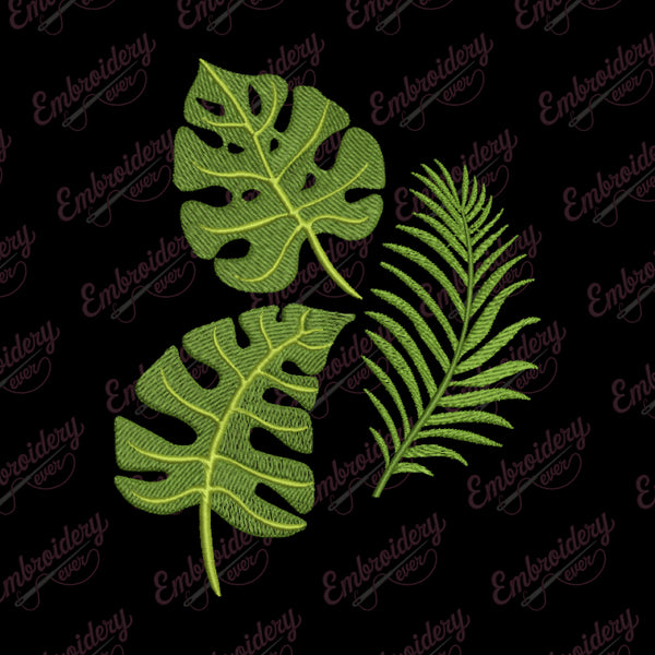 Tropical Leaves Embroidery Design