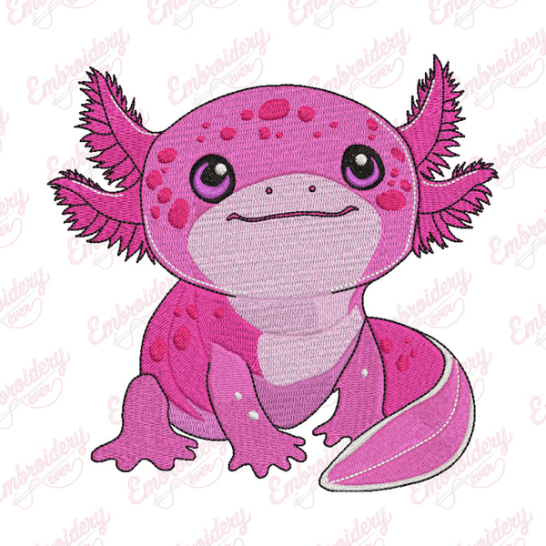 Cute Axolotl Embroidery Design