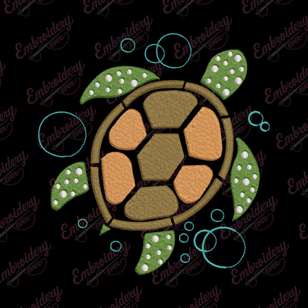 Cute See Turtle Embroidery Design