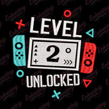 Level 2 Unlocked Gamer Birthday Embroidery Design