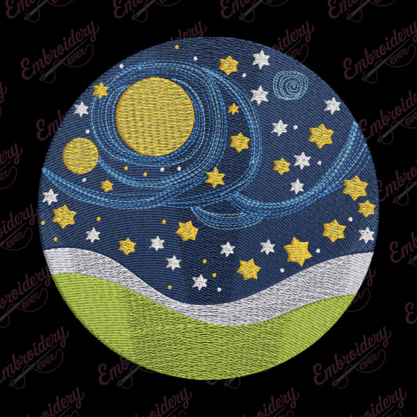 Starry Night Embroidery Design