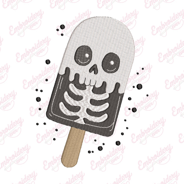 Skeleton Ice Cream Halloween Embroidery Design