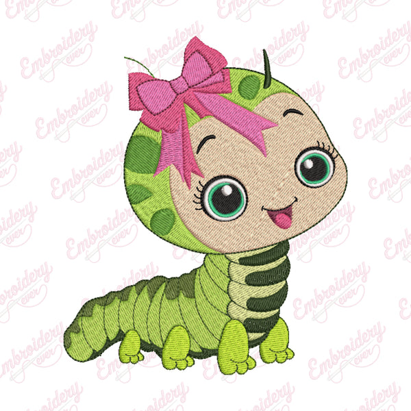 Cute Caterpillar Embroidery Design