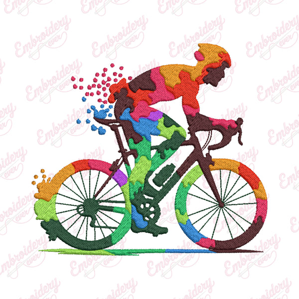 Bike Rider Bicyclist Embroidery Design