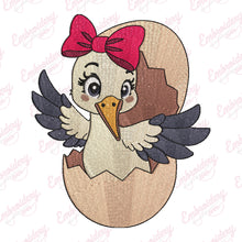 Baby Stork Bird Girl Sitting Inside Of Egg Embroidery Design