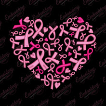 Breast Cancer Awareness Ribbons Heart Embroidery Design