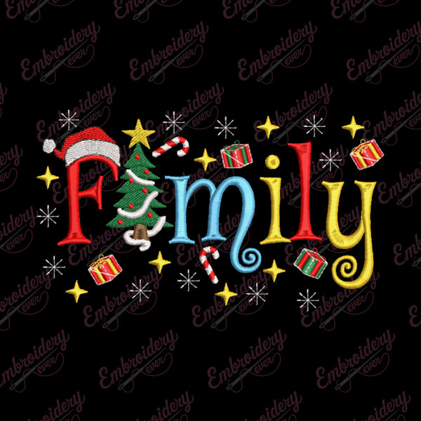 Christmas Family Joy Embroidery Design