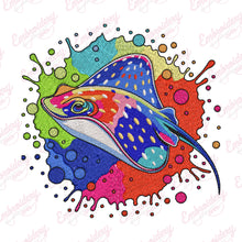 Colorful Stingray Fish Embroidery Design