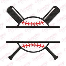 Baseball Split Name Frame Embroidery Design
