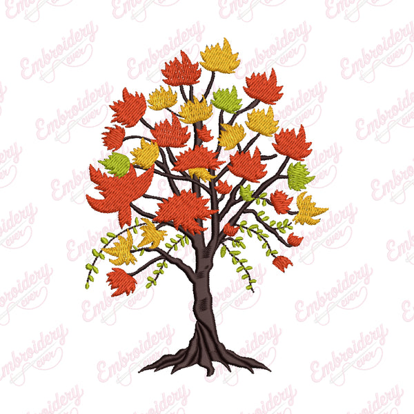 Maple Fall Tree Lovers Embroidery Design