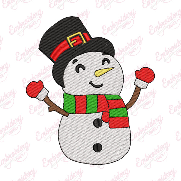 Traditional Christmas Snowman Embroidery Design
