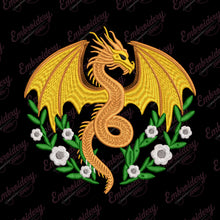 Floral Dragon Machine Embroidery Design