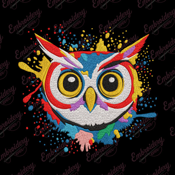 Colorful Owl Embroidery Design