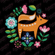 Fox & Flowers Embroidery Design