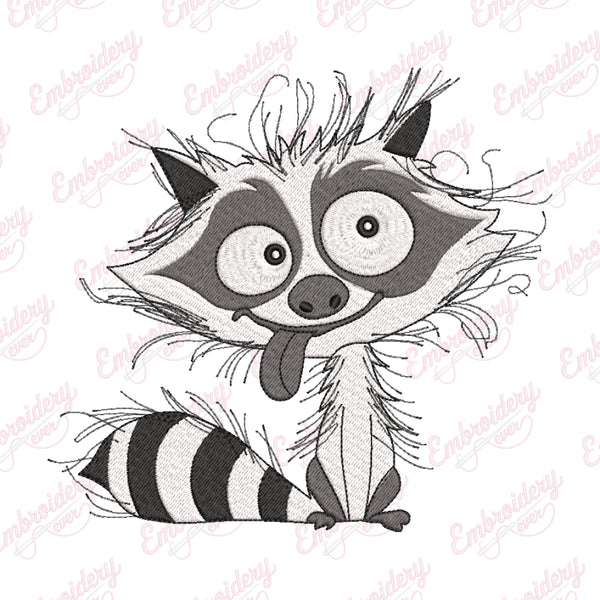 Funny Raccoon Embroidery Design