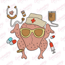 Thanksgiving Turkey Nurse Embroidery Design