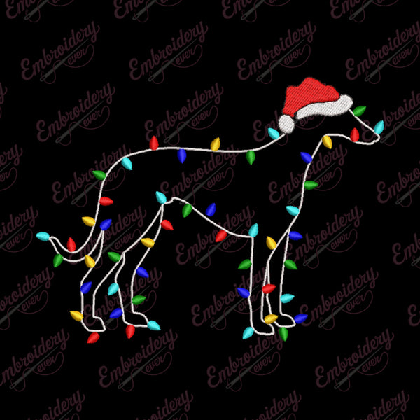 Christmas Greyhound Outline Embroidery Design