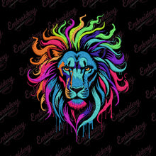 Neon Lion Head Embroidery Design