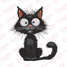 Crazy Black Cat Embroidery Design