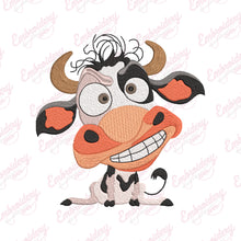 Funny Cartoon Style Cow Embroidery Design