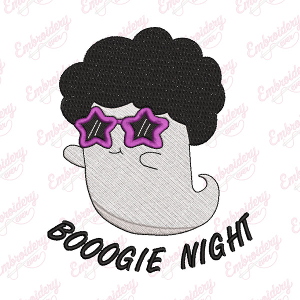 Boogie Night Funny Halloween Disco Ghost Embroidery Design
