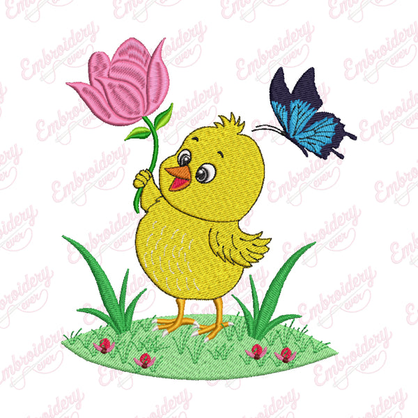 Baby Sweet Spring Chick Embroidered Design