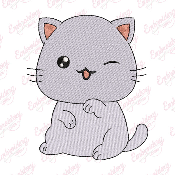 Cute Cat Embroidery Design