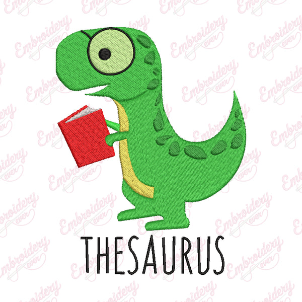 Thesaurus Dinosaur Embroidery Design