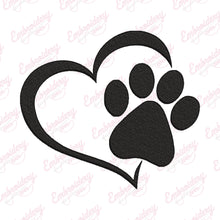 Cat Paw Heart Embroidery Design