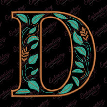 Floral Alphabet Letter D Embroidery Design