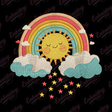 Happy Sun and Rainbow Embroidery Design