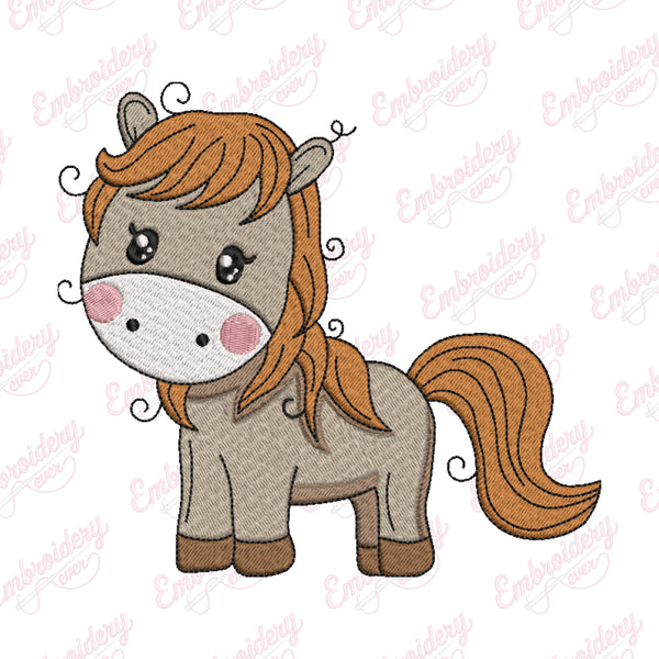 Cute Cartoon Horse Embroidery Design