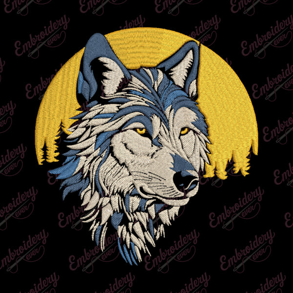 Wolf Face Embroidery Design