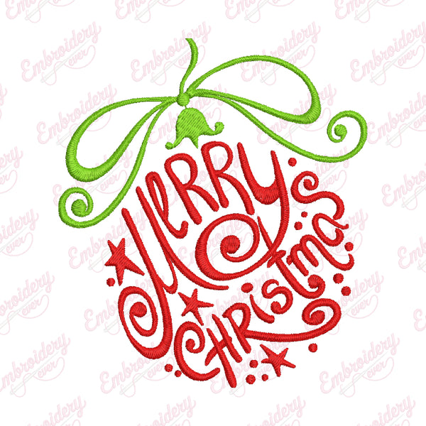 Merry Christmas Ball Embroidery Design