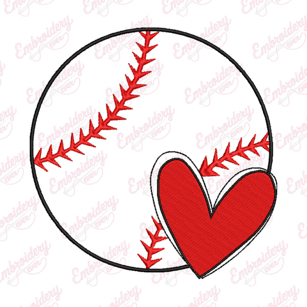 Baseball Heart Embroidery Design