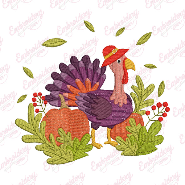 Thanksgiving Turkey Machine Embroidery Design