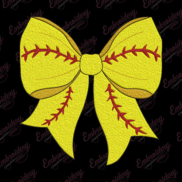 Softball Coquette Bow Embroidery Design