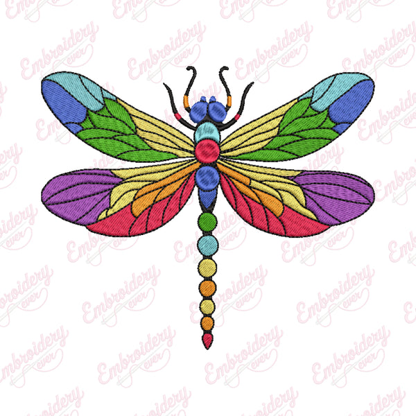 Colorful Dragonfly Embroidery Design