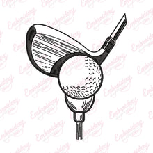 Golf Stick and Ball Embroidery Design