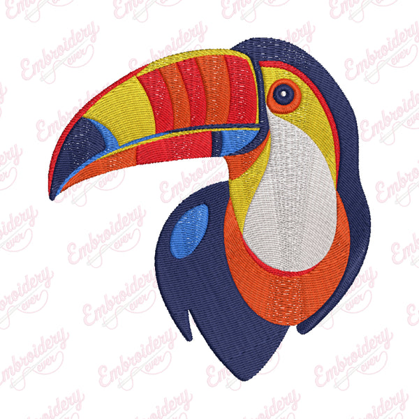 Colorfull Toucan Head Embroidery Design