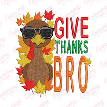 Give Thanks Bro Cute Turkey Thanksgiving Embroidery Design
