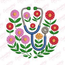 Floral Stethoscope Machine Embroidery Design