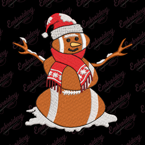 American Football Snowman Christmas Embroidery Design
