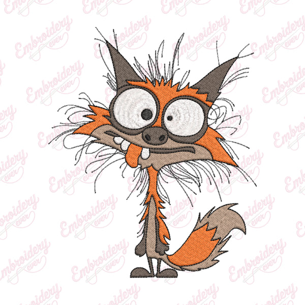 Crazy Fox Embroidery Design