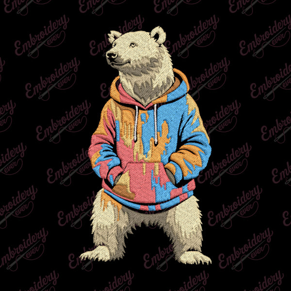 Funny Polar Bear Embroidery Design