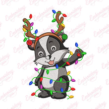 Badger Christmas Light Embroidery Design