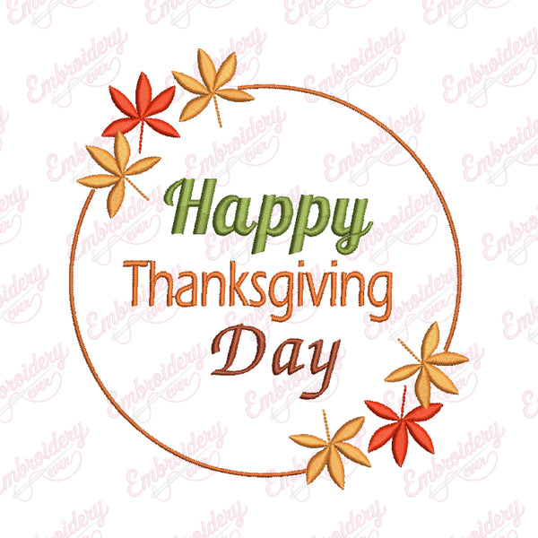 Thanksgiving Day Holiday Embroidery Pattern